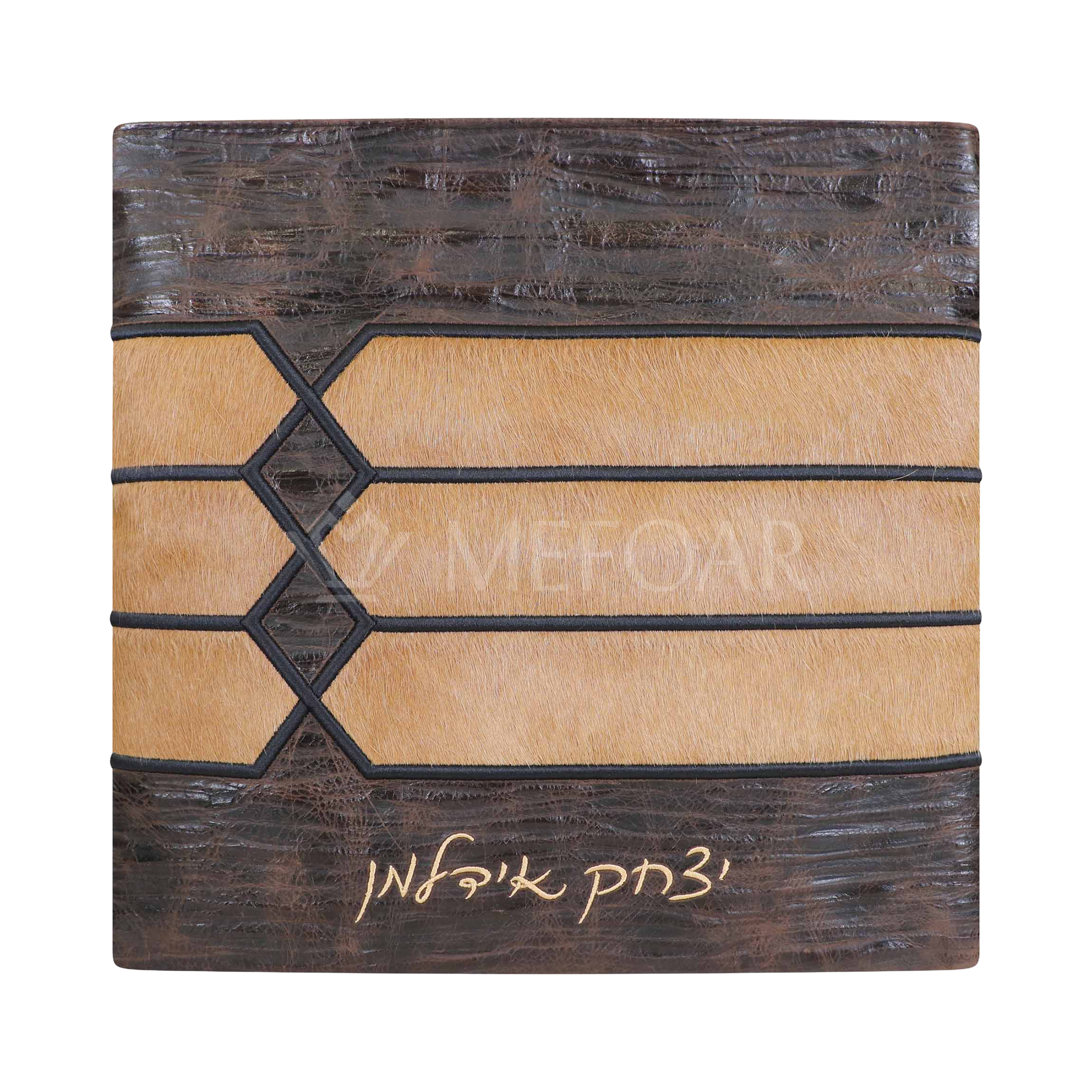 Tallis and Tefillin Bag Design 516 - Camel Fur with Exotic Leather