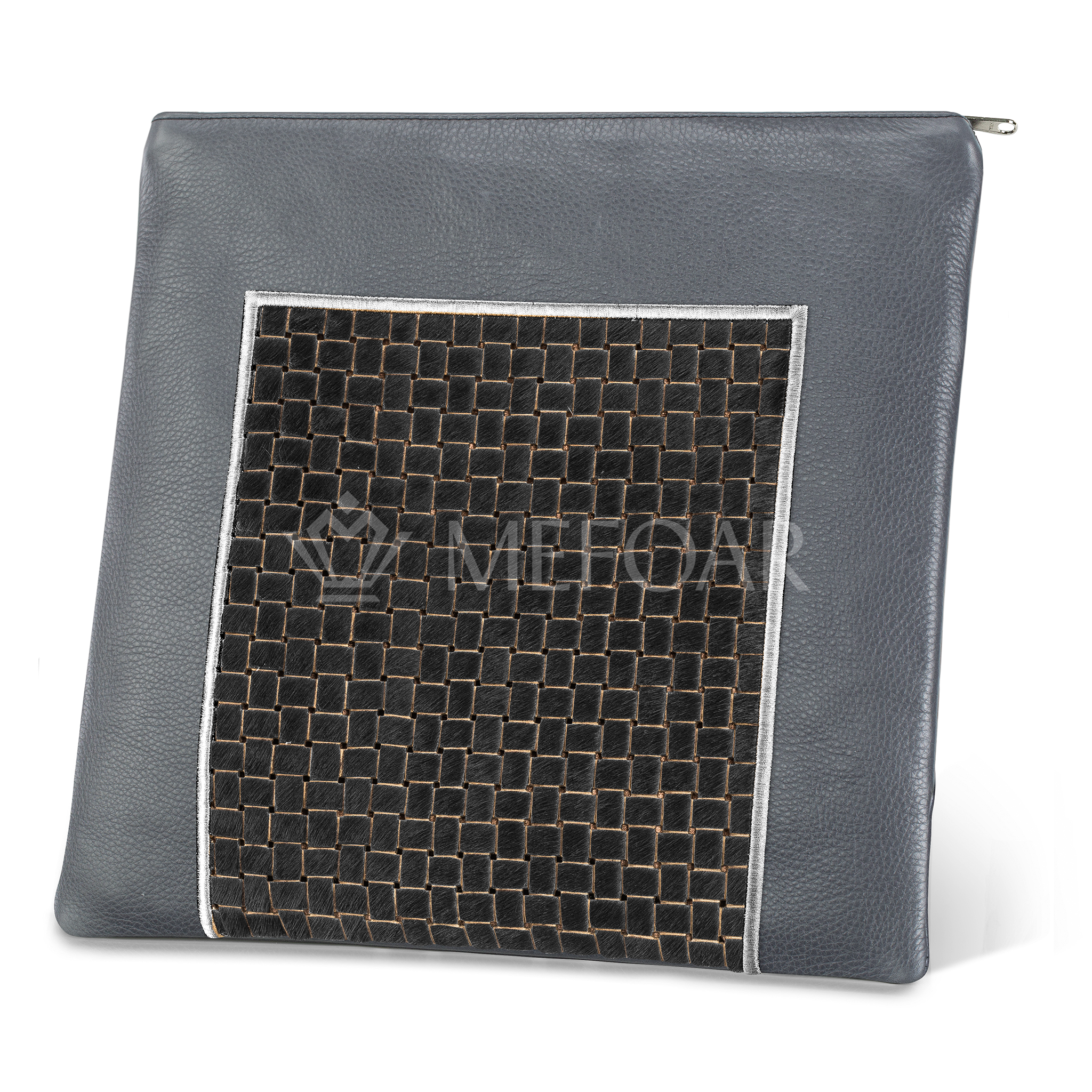 327-Black Woven Fur With Leather