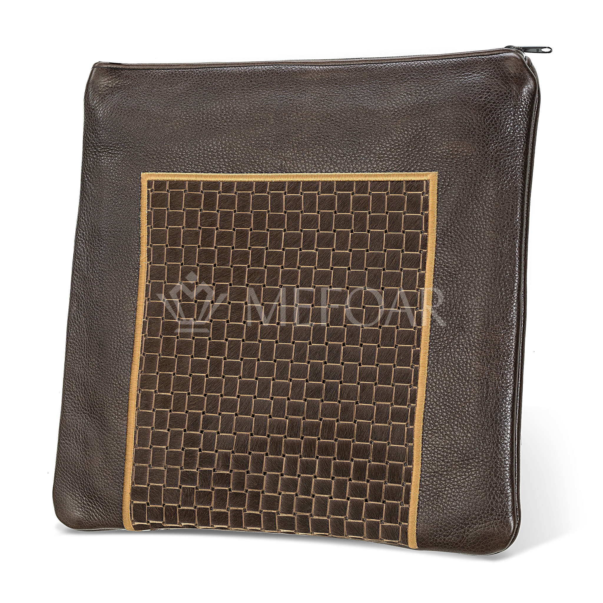 327-Brown Woven Fur with Leather
