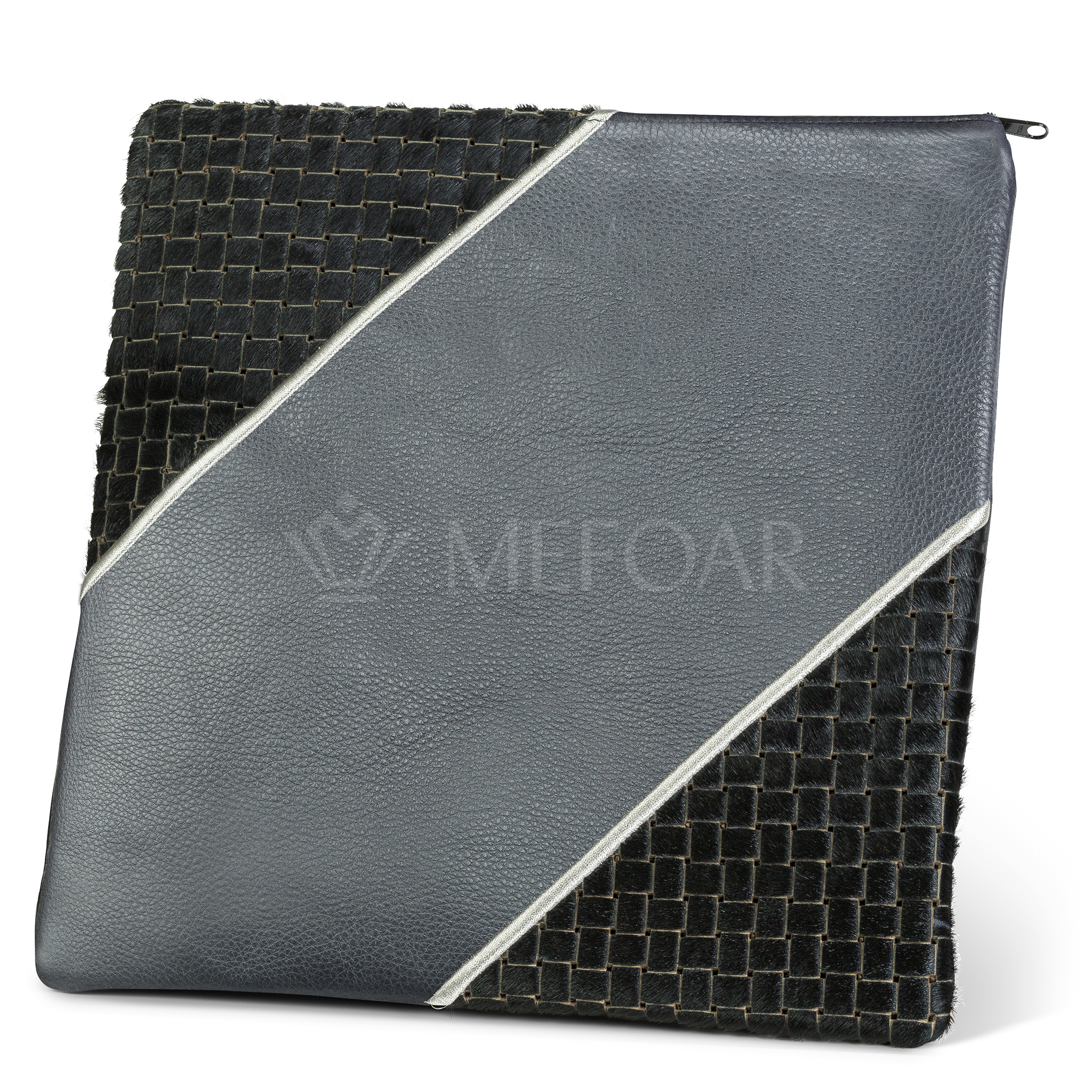 343-Black Woven Fur With Leather