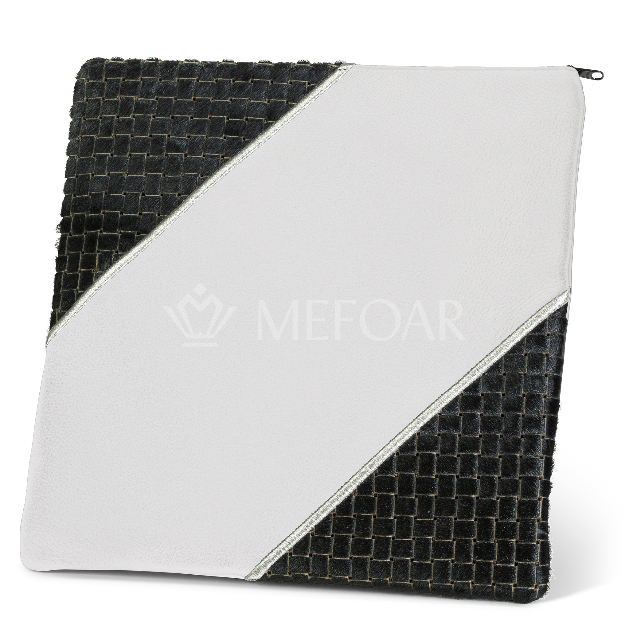 343-Black Woven Fur With Leather