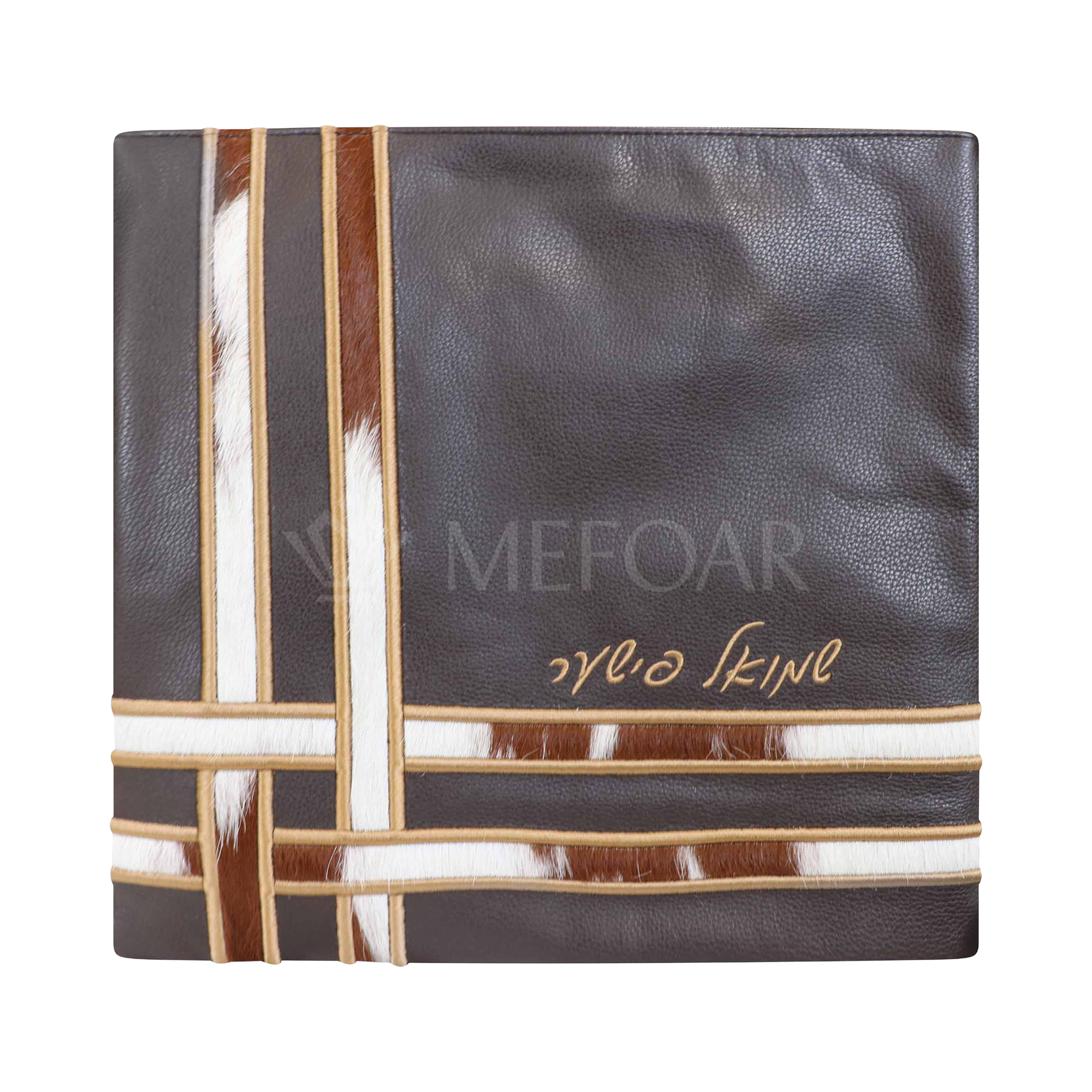 Tallis and Tefillin Bag Design 386 - Black Leather and Fur