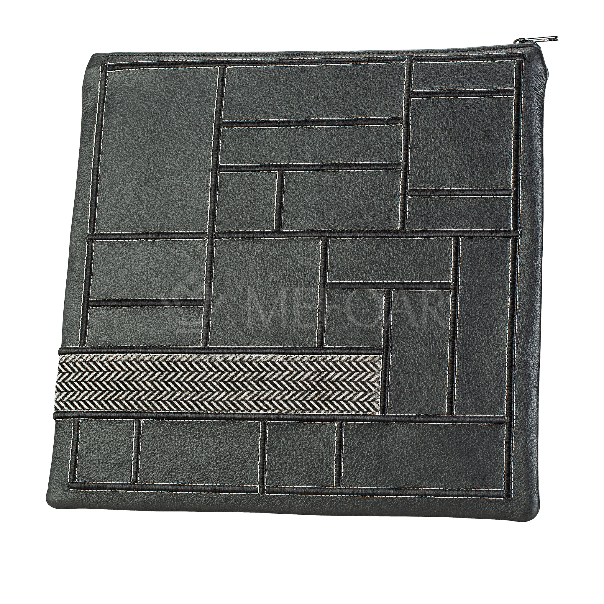Tallis and Tefillin Bag Design 424 - Black Leather and Fur
