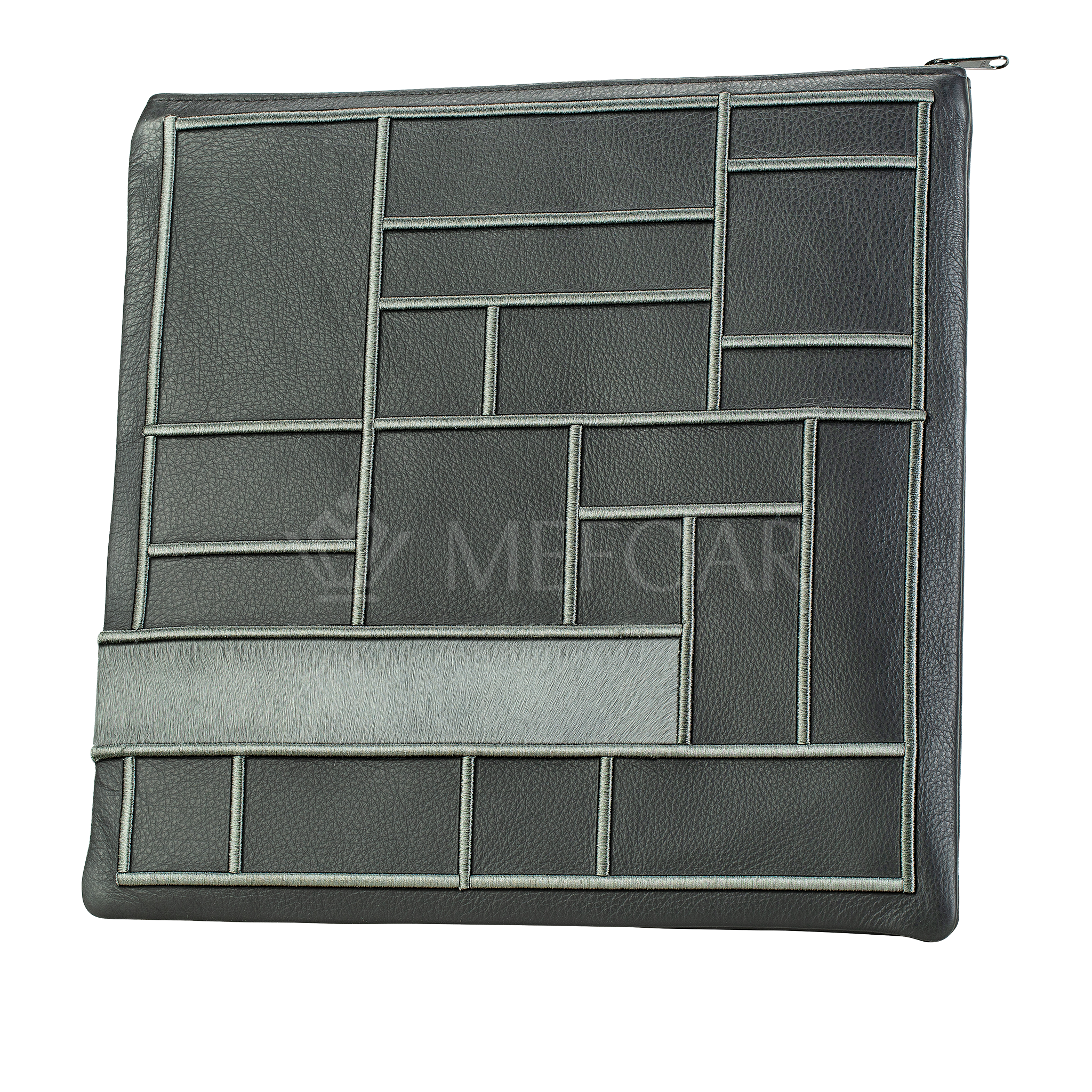 Tallis and Tefillin Bag Design 424 - Black Leather and Fur