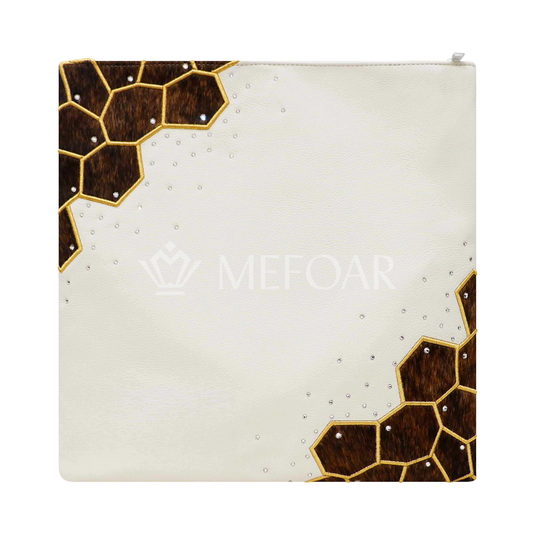 Tallis and Tefillin Bag Design 440- White Leather and Fur