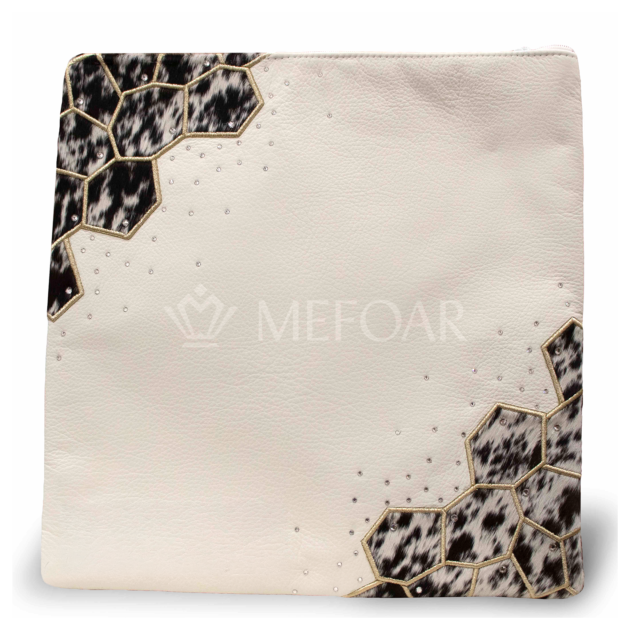 Tallis and Tefillin Bag Design 440- White Leather and Fur