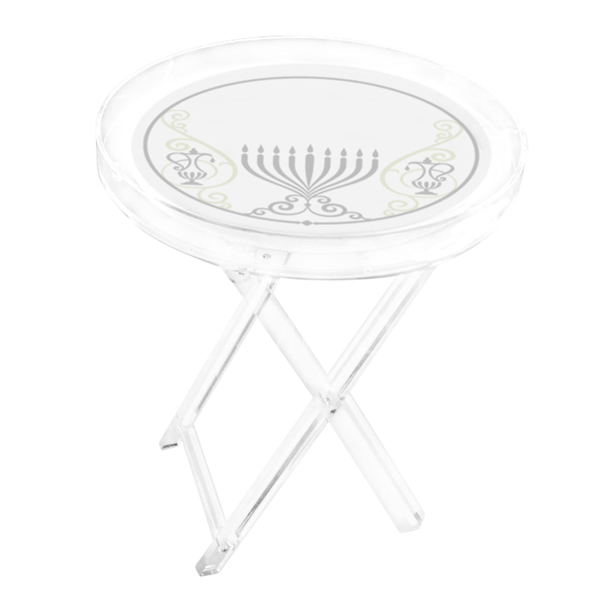 Acrylic ROUND Chanukah & Year round Folding Table STYLE 103