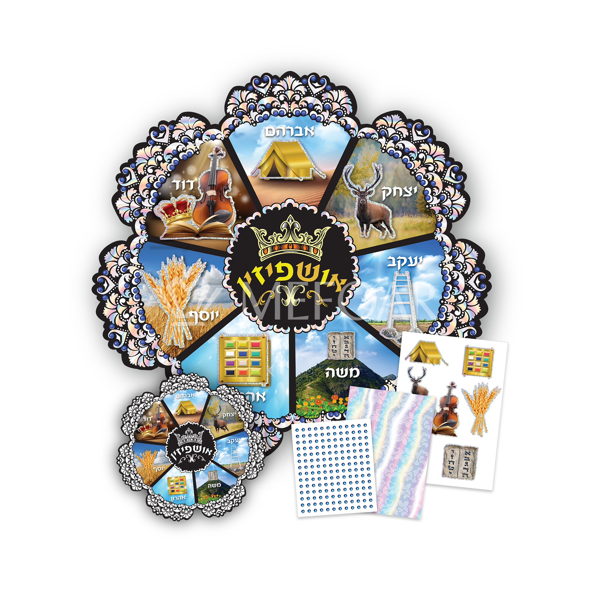 Noy Sukkah, DIY Sticker Posters Ushpizin סדר אושפיזין – Mefoar Fine Judaica
